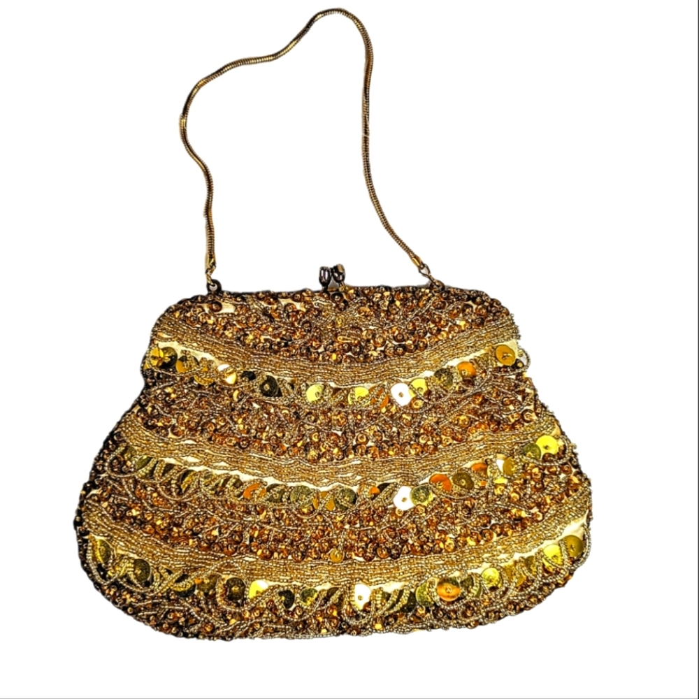 Vintage Bon Soir Evening Handbag Beaded And Sequins